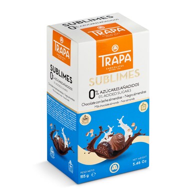 Bombones sublimes 0% azúcares añadidos Trapa caja 155 g-0 Bombones sublimes 0% azúcares añadidos Trapa caja 155 g-0