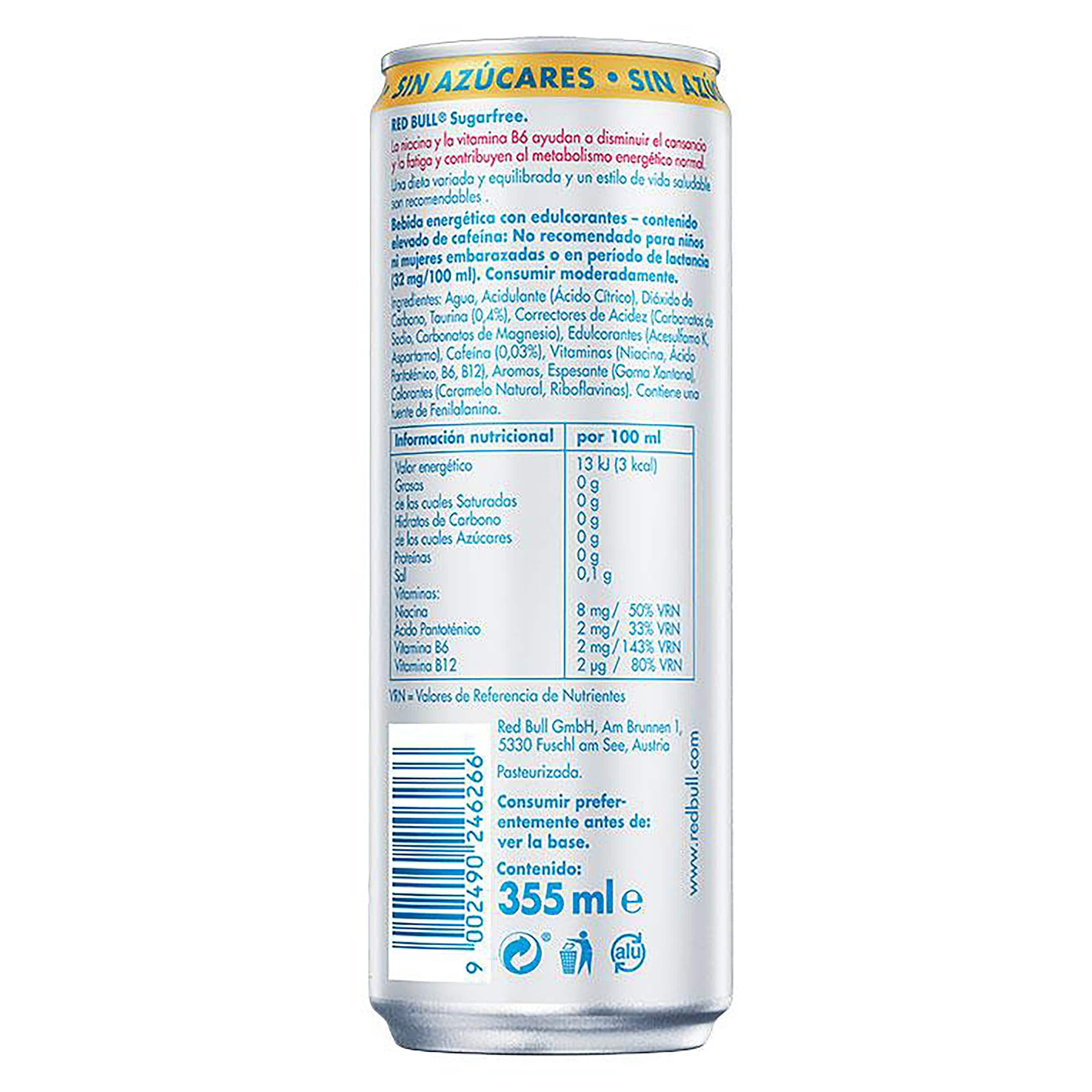 Red bull sin azúcar 355 ml