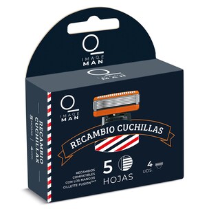 recambios maquinilla de afeitar 5 hojas 4 unidades