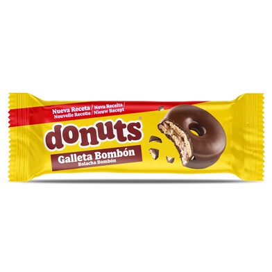 Galletas rellenas y recubiertas de chocolate bombón Donuts paquete 140 g-0 Galletas rellenas y recubiertas de chocolate bombón Donuts paquete 140 g-0