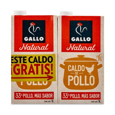 Caldo natural de pollo GALLO  pack 2 unidades BRIK 1 LT-1