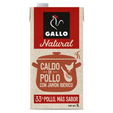 Caldo natural de pollo con jamón ibérico Gallo brik 1 l-0 Caldo natural de pollo con jamón ibérico Gallo brik 1 l-0