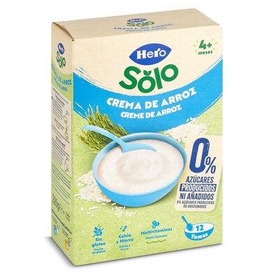 Papilla crema de arroz sin azúcares añadidos Hero caja 220 g-0 Papilla crema de arroz sin azúcares añadidos Hero caja 220 g-0