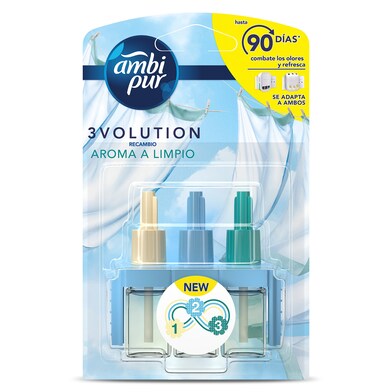 Ambientador eléctrico 3volution aroma limpio Ambipur blister 1 unidad-0 Ambientador eléctrico 3volution aroma limpio Ambipur blister 1 unidad-0