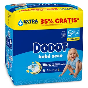 Pañales 12-17 kg talla 5 Dodot 56 unidades