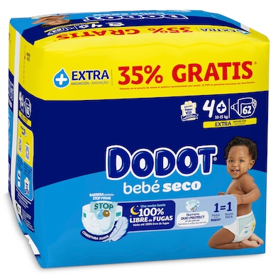 Pañales 10-15 kg talla 4 Dodot 62 unidades-0