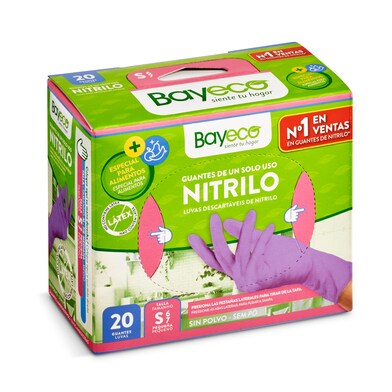 Guantes nitrilo desechables talla S Bayeco caja 20 unidades-0