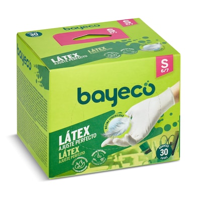 Guantes de látex desechables talla S Bayeco caja 30 unidades-0