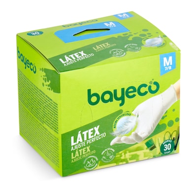 Guantes de látex desechables talla M Bayeco caja 30 unidades-0