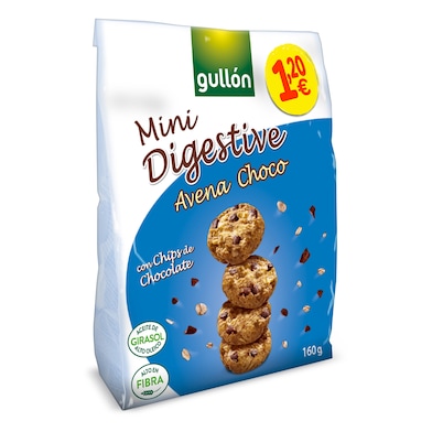 Mini galletas digestive con avena y chocolate Gullón bolsa 160 g-0
