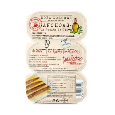 Anchoas del cantábrico en aceite de oliva Doña Dolores bandeja 3 x 25 g-0 Anchoas del cantábrico en aceite de oliva Doña Dolores bandeja 3 x 25 g-0