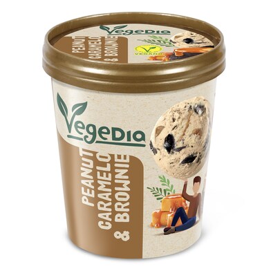 Helado de cacahuate, caramelo y brownie Vegedia tarrina 350 g-0