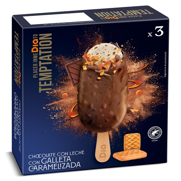 Helado Bombón Galleta Y Caramelo Temptation De Dia Estuche 213 Gr.