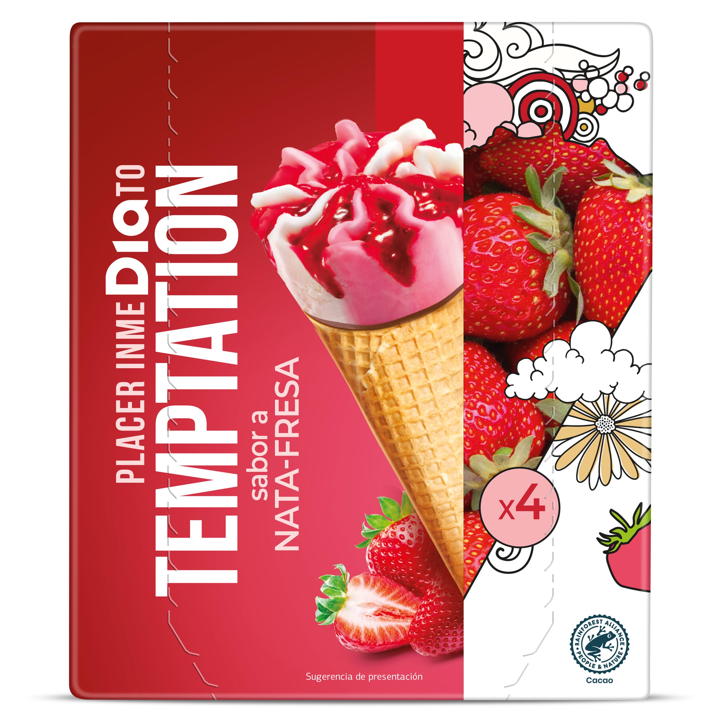 Conos de nata y fresa Dia Temptation 4 x 68 g