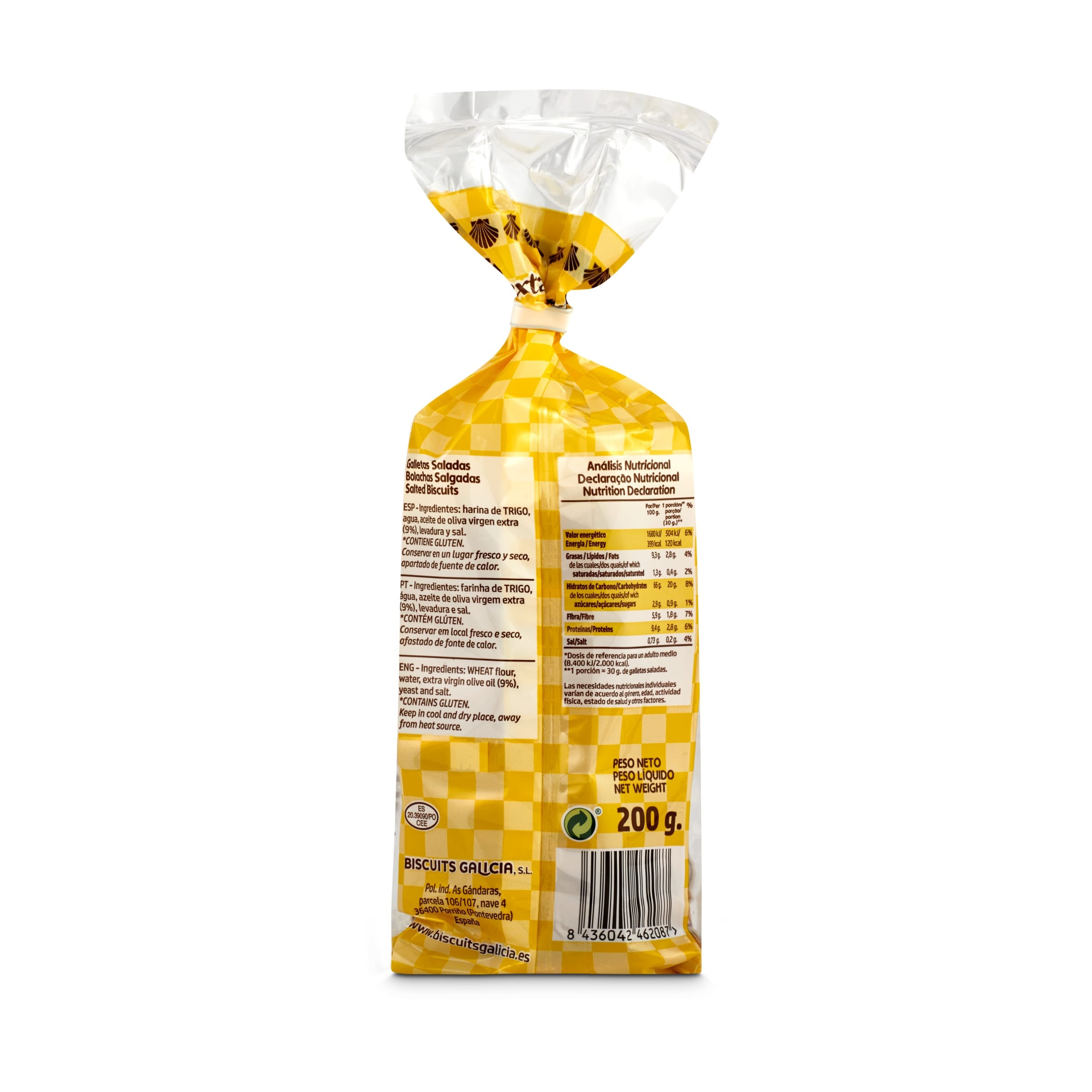 Galletas saladas con aceite de oliva virgen extra Biscuits Galicia 200 g