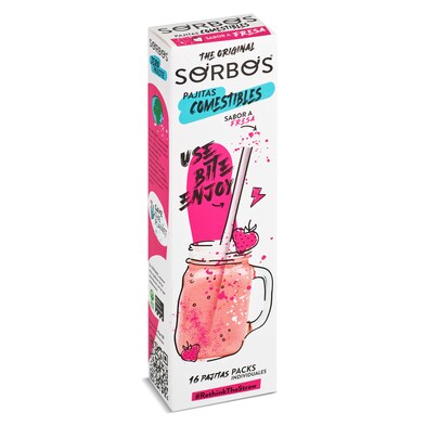 Pajitas comestibles sabor fresa Sorbos caja 170 g-0 Pajitas comestibles sabor fresa Sorbos caja 170 g-0