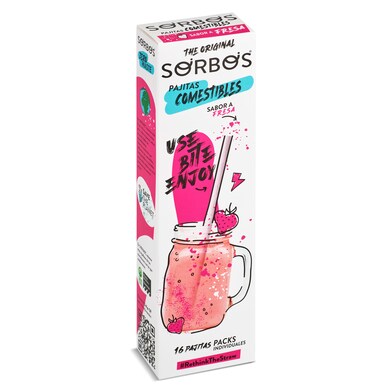 Pajitas comestibles sabor fresa Sorbos caja 170 g-0