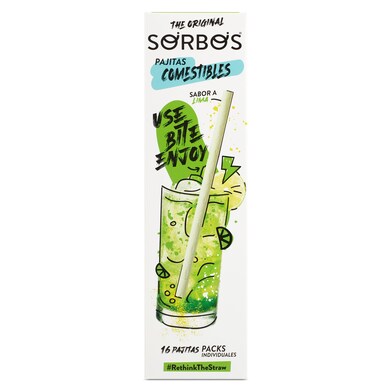 Pajitas comestibles sabor lima Sorbos caja 170 g-1 Pajitas comestibles sabor lima Sorbos caja 170 g-1