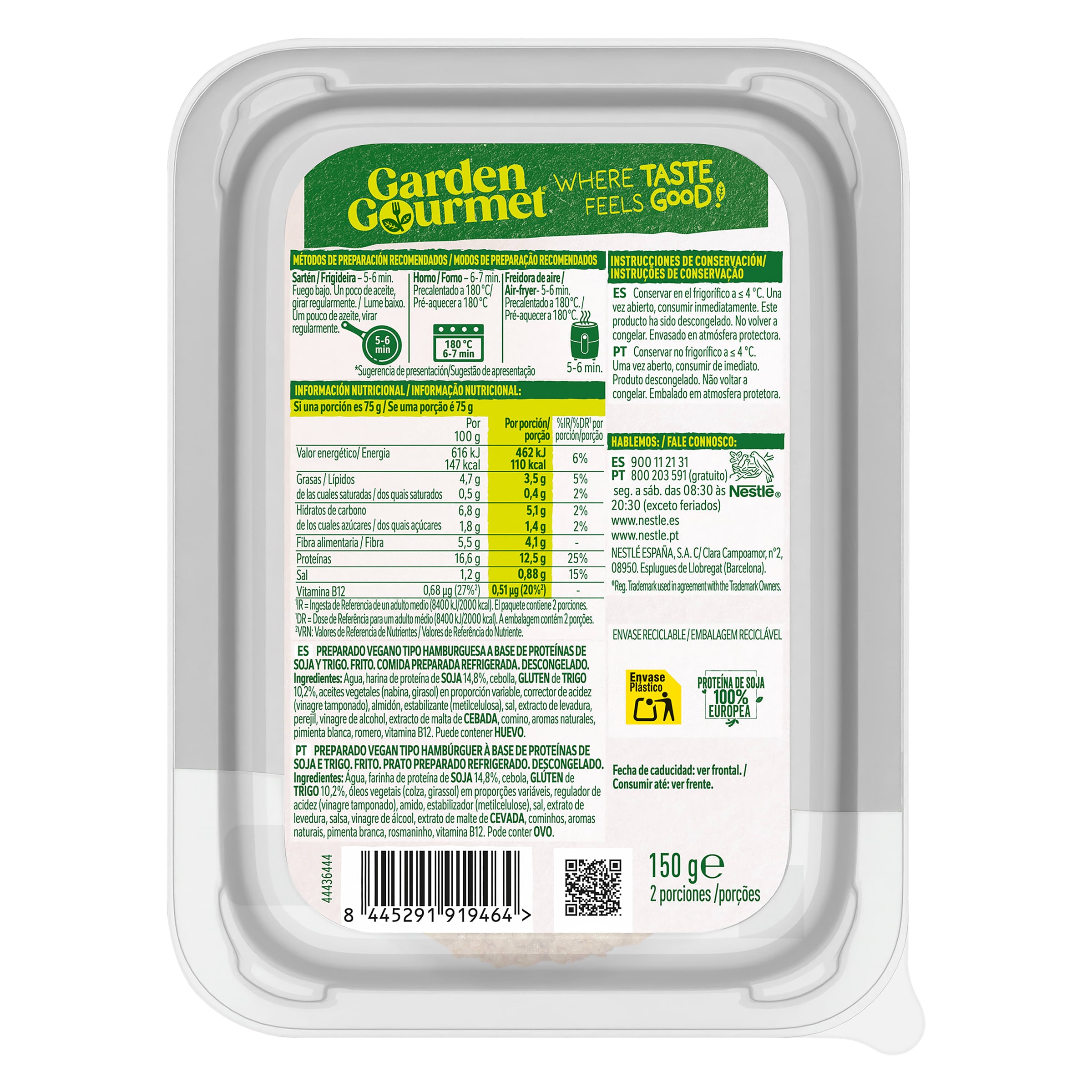 Hamburguesa vegana Garden Gourmet 150 g