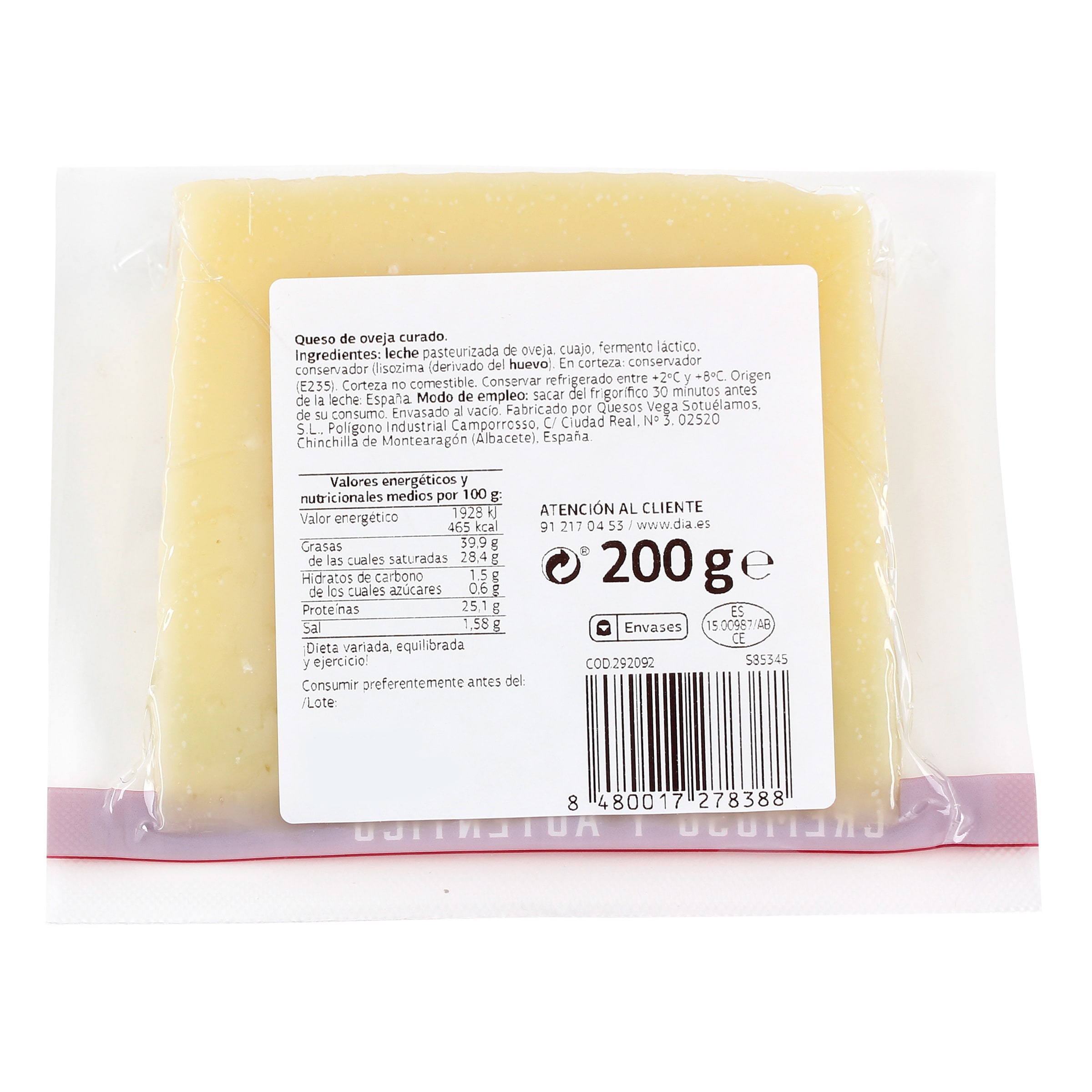 Queso de oveja curado Insólito Dia El Cencerro 200 g