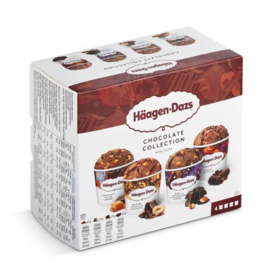 Helado mini cups chocolate collection 4 unidades Haagen Dazs caja 326 g-0