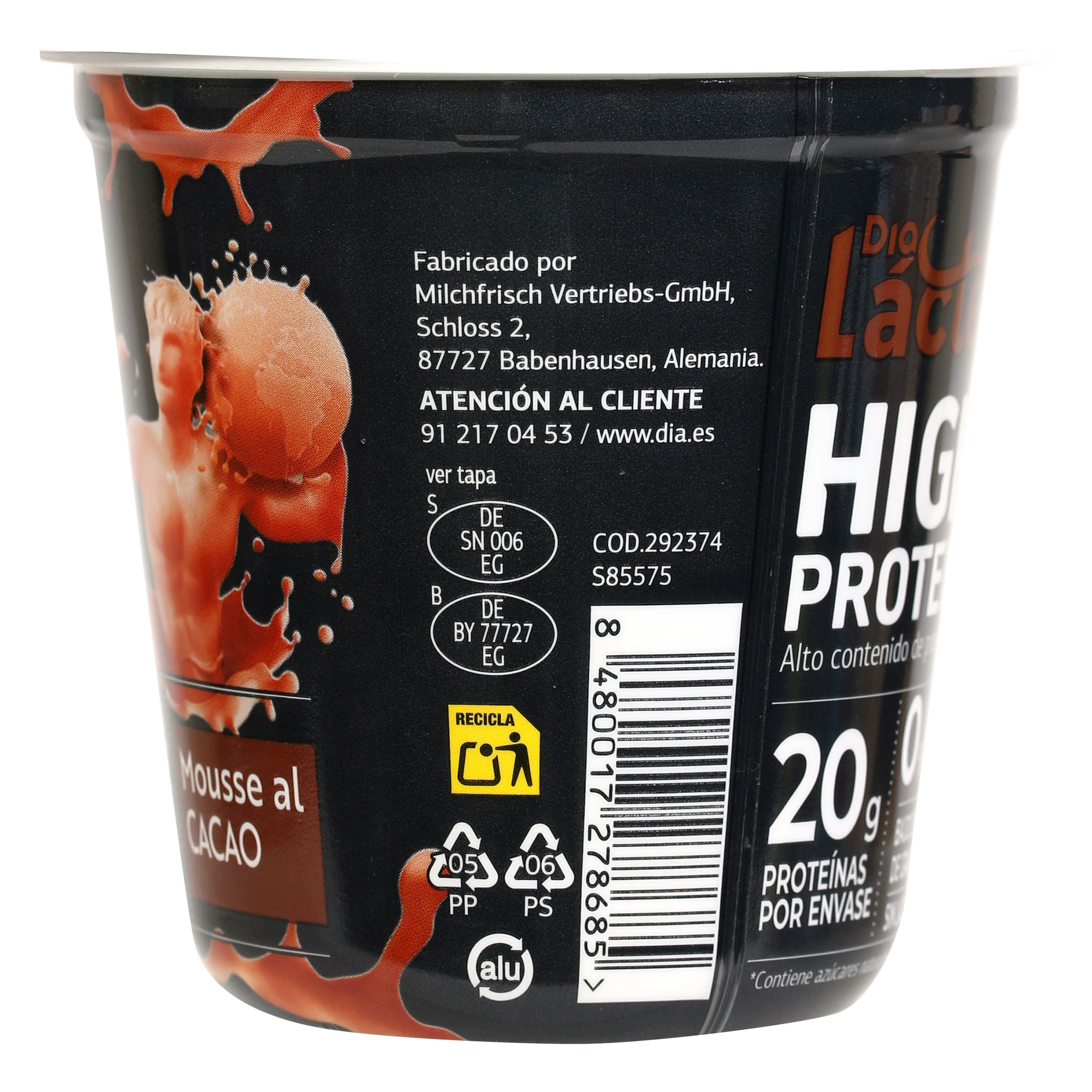 Mousse de cacao alta en proteínas Dia Láctea 200 g