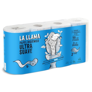 Papel higiénico ultra suave 3 capas La Llama Dia bolsa 8 unidades-0