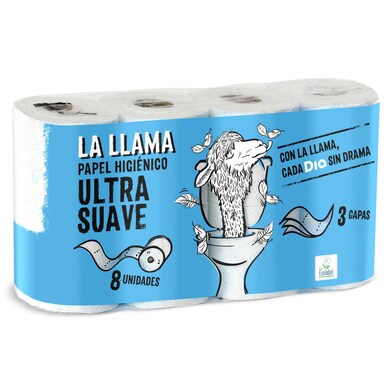 Papel higiénico ultra suave 3 capas La Llama Dia bolsa 8 unidades-0