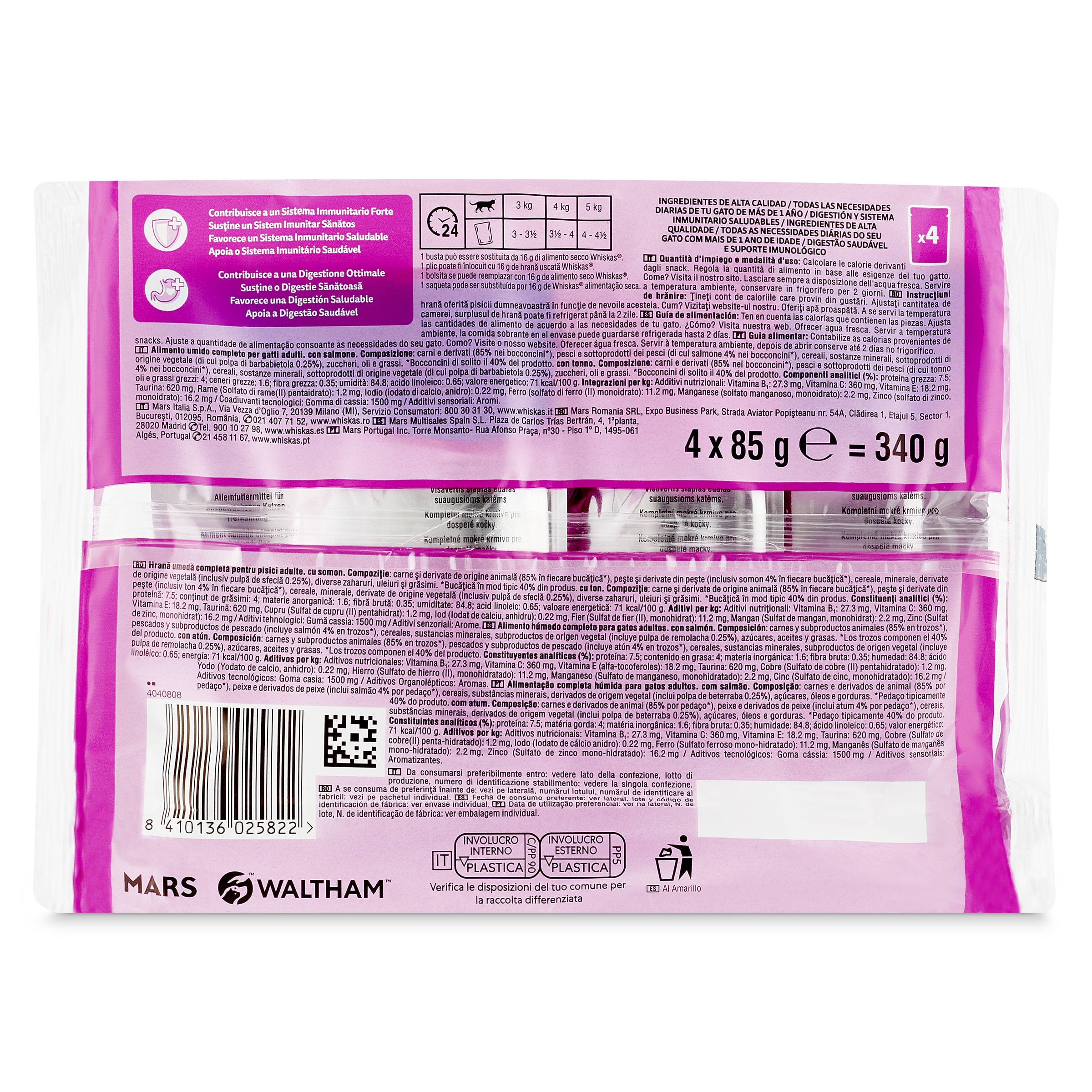 Alimento para gatos en salsa con pescado Whiskas 4 x 85 g