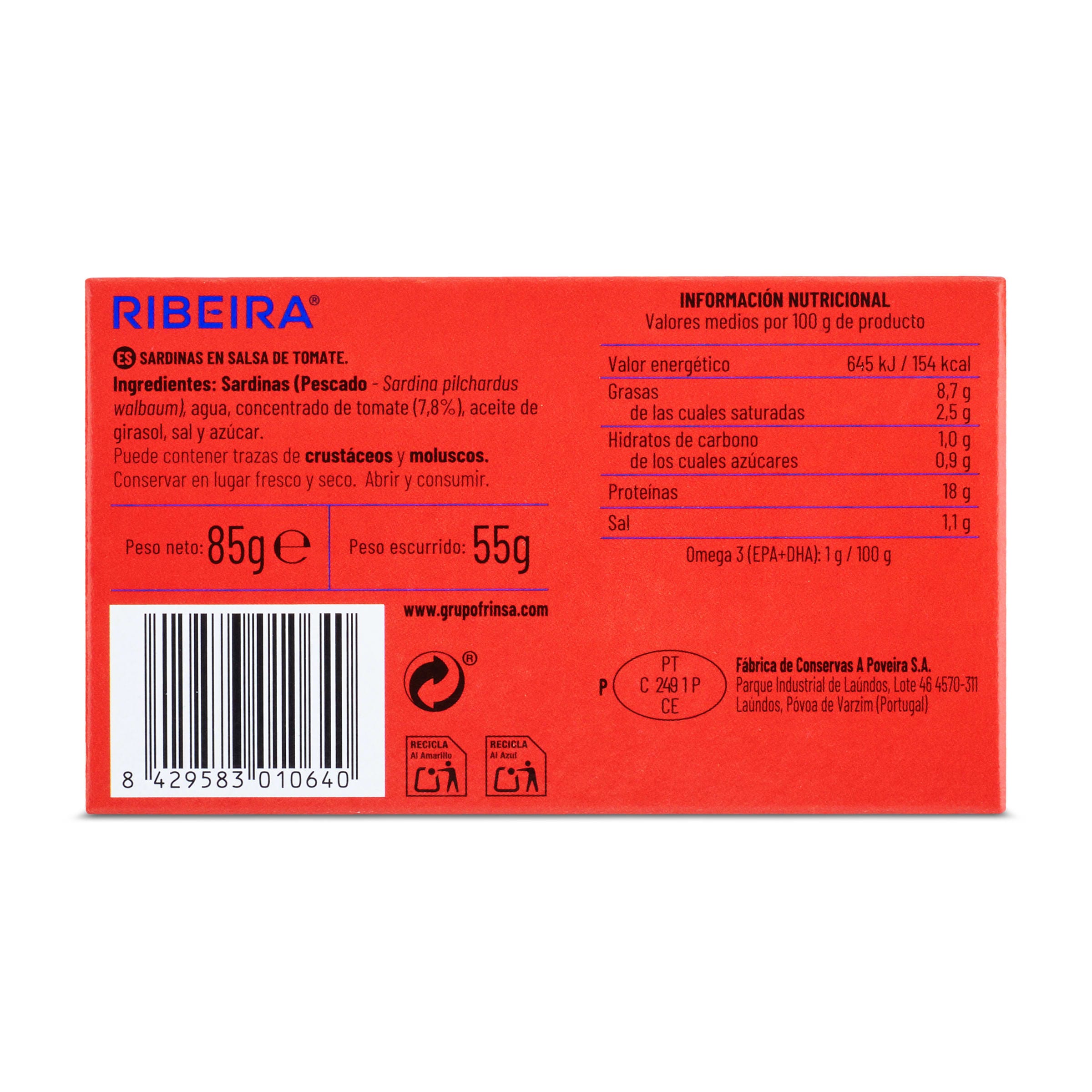 Sardinas en tomate Ribeira 55 g