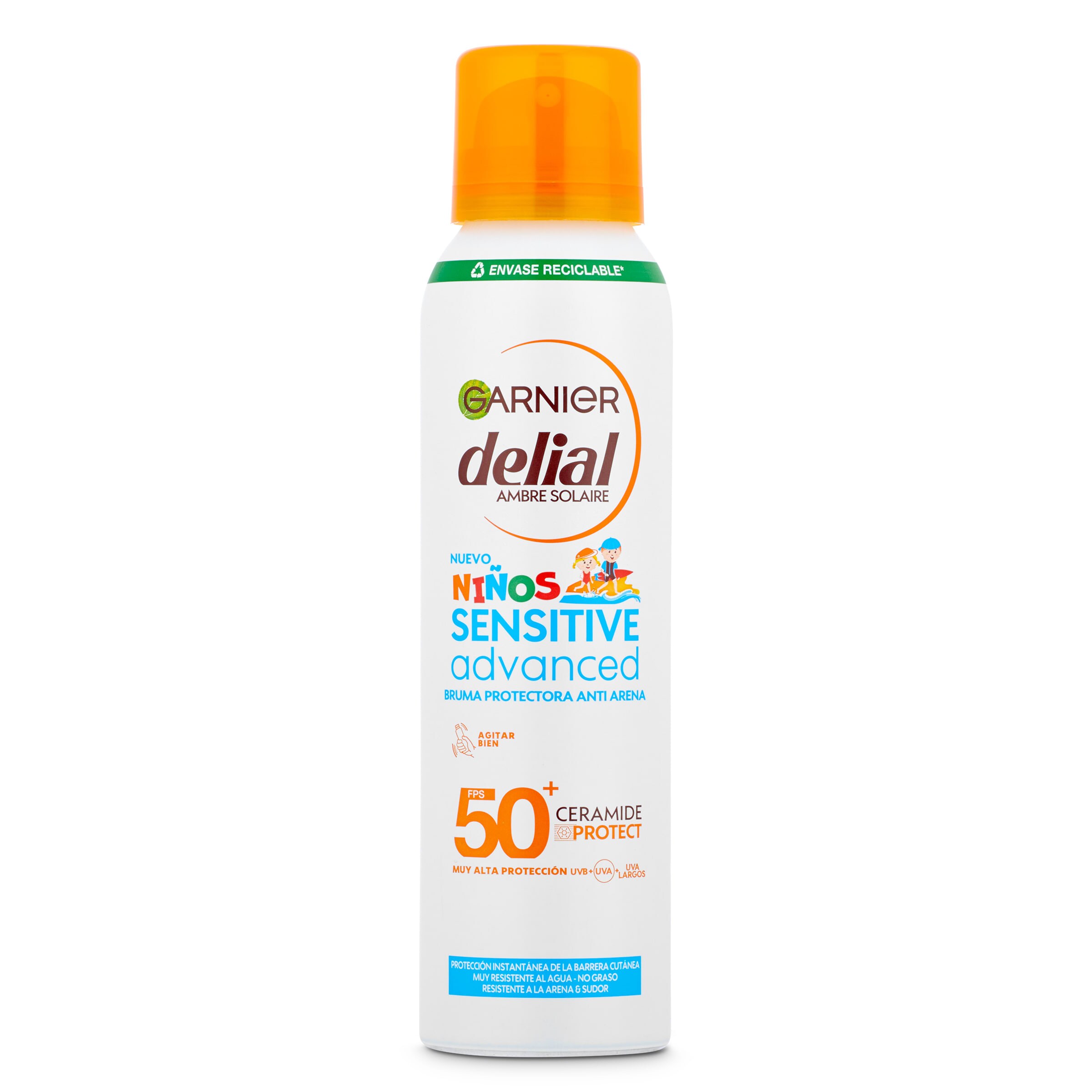 Bruma protectora solar anti-arena infantil spf 50+ Delial spray 150 ml