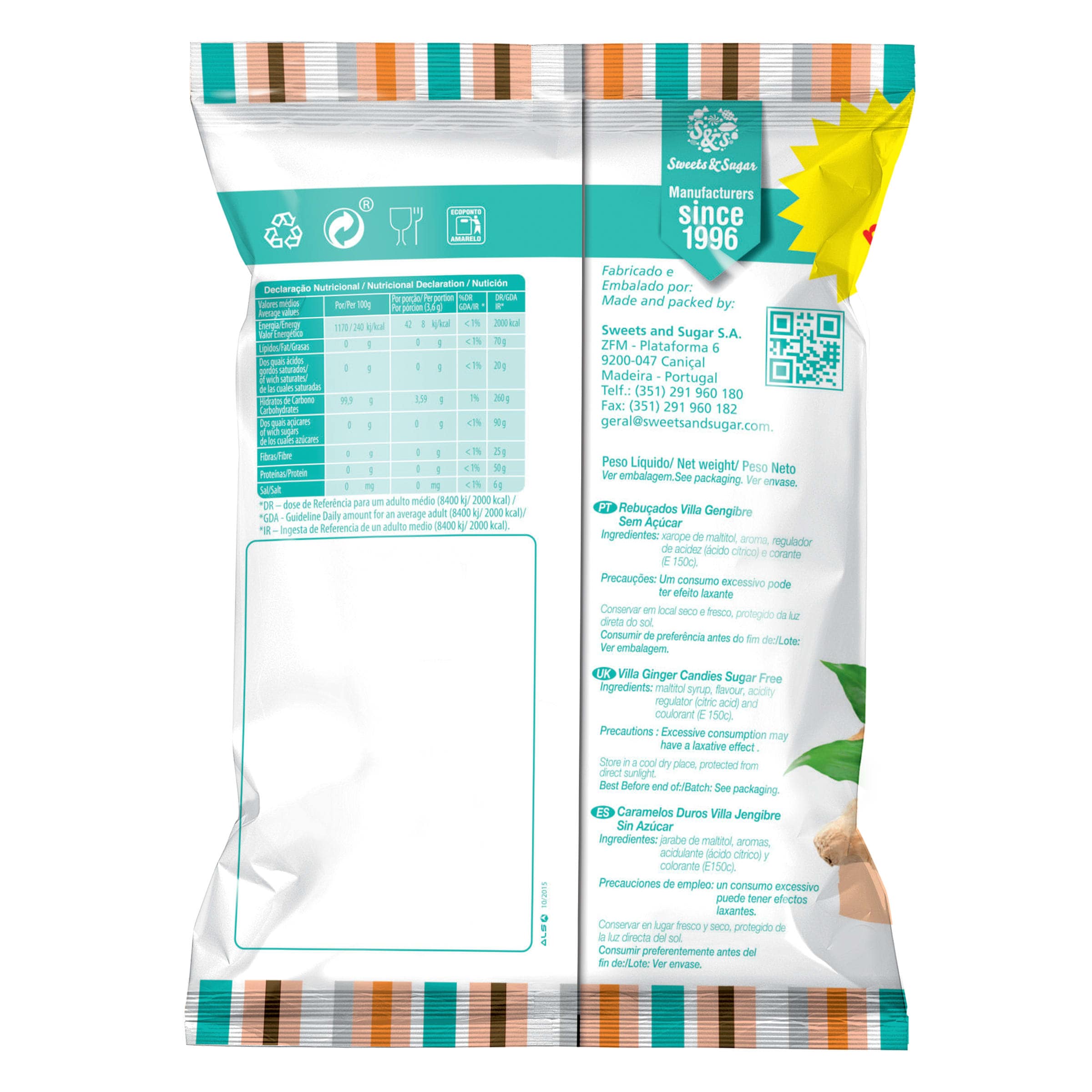 Caramelos de jengibre sin azúcar Drops villa 100 g