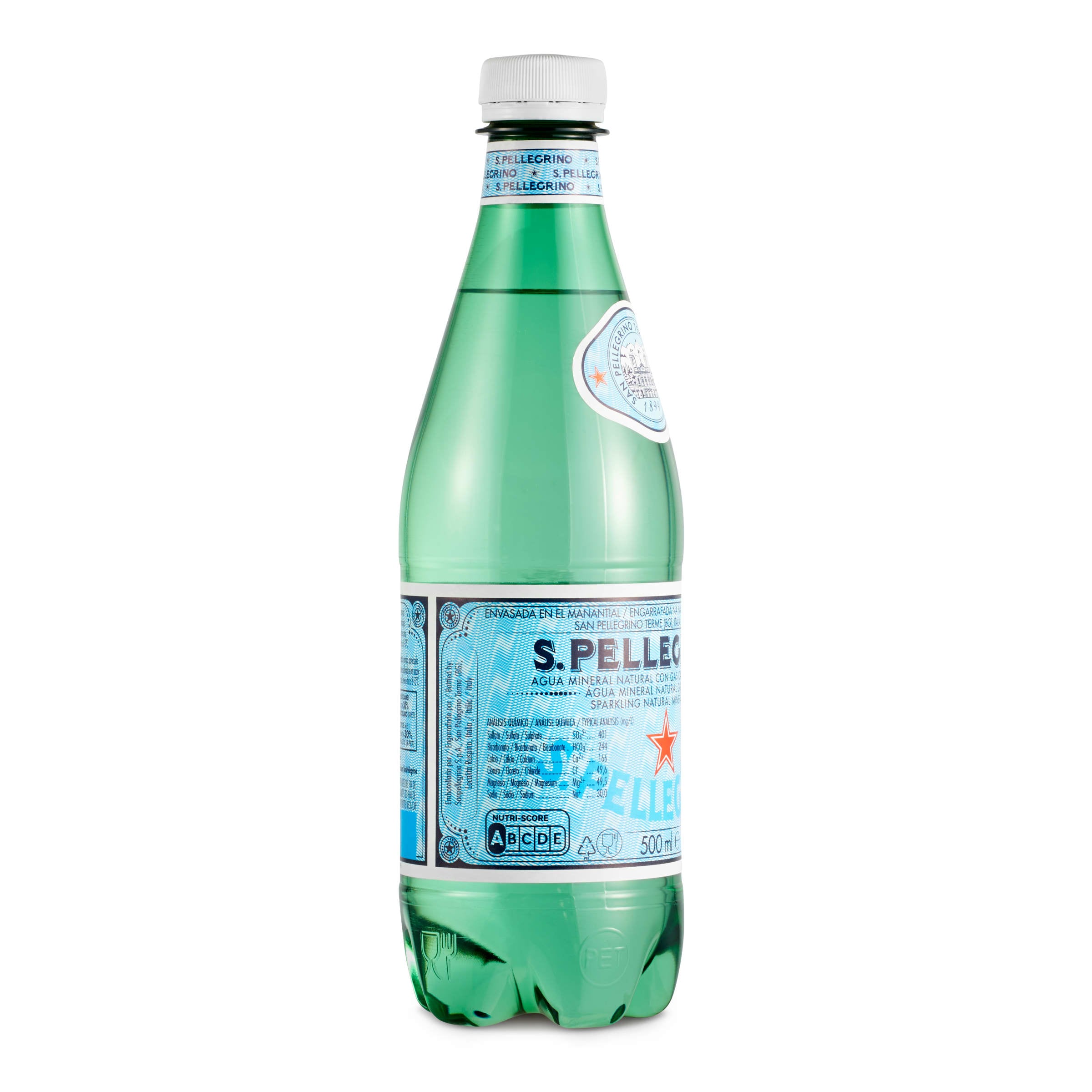 Agua mineral con gas San Pellegrino 500 ml