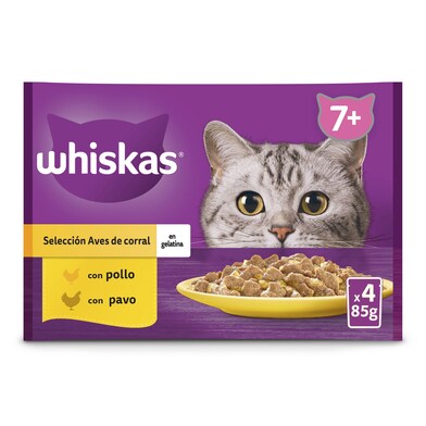 Alimento para gatos senior aves en gelatina Whiskas bolsa 340 g-0