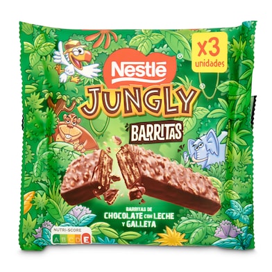 Barritas de chocolate y galleta Nestlé Jungly bolsa 102 g-0