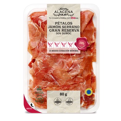 PÉTALOS Jamón Serrano 50% Duroc Nuestra Alacena de Dia sobre 80 g-0 PÉTALOS Jamón Serrano 50% Duroc Nuestra Alacena de Dia sobre 80 g-0