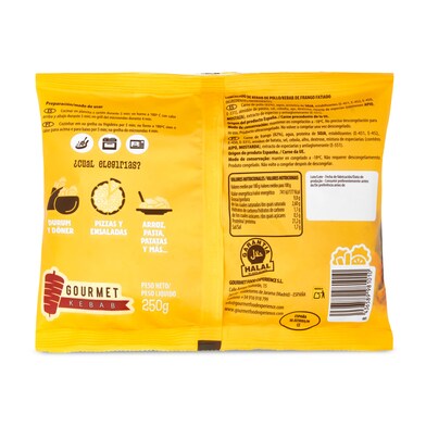 Kebab loncheado de pollo Gourmet kebab bolsa 250 g-1 Kebab loncheado de pollo Gourmet kebab bolsa 250 g-1