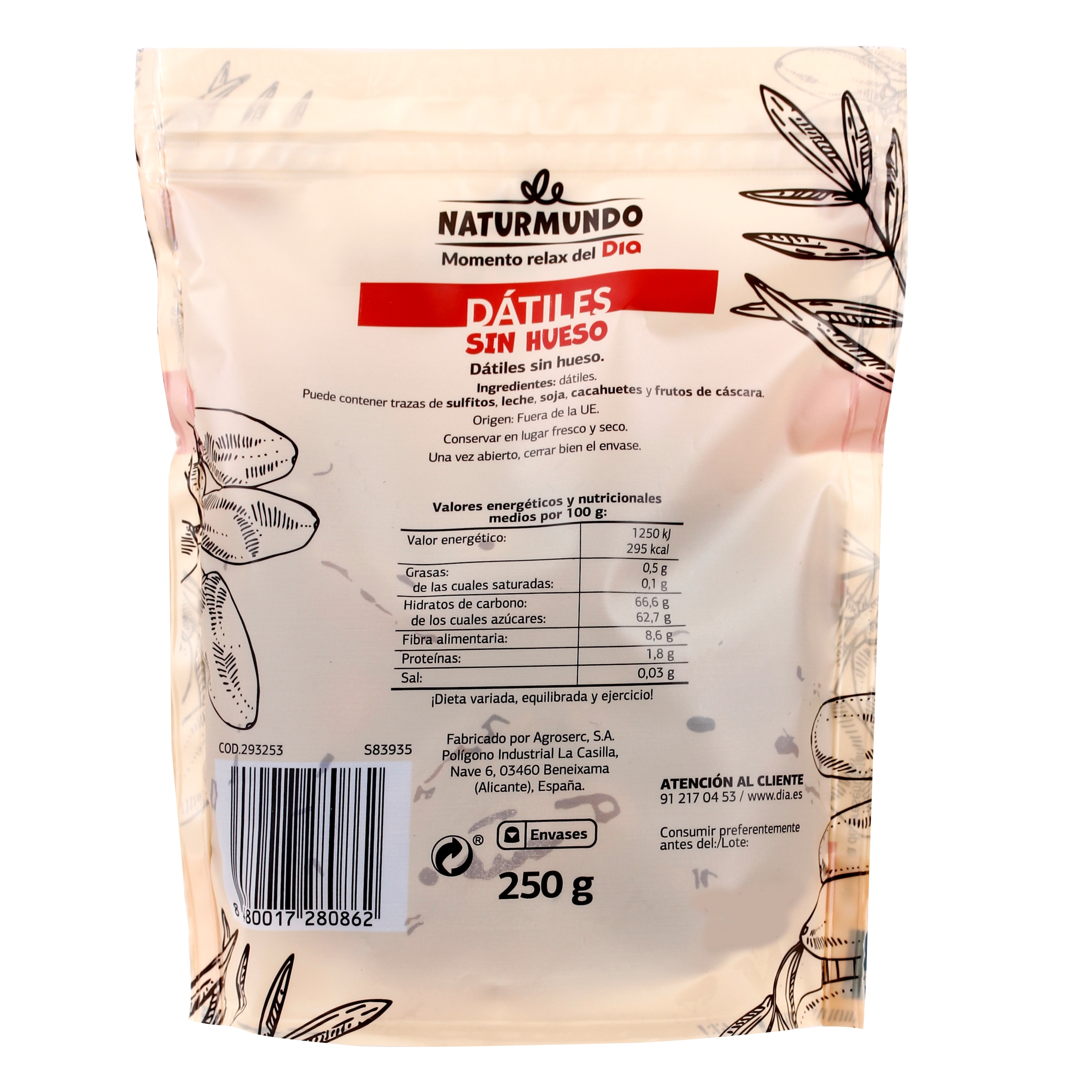 Dátiles sin hueso Dia Naturmundo 250 g
