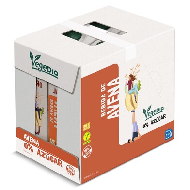 Bebida de avena 0% azúcares Dia Vegedia pack 6 x 1 L-0