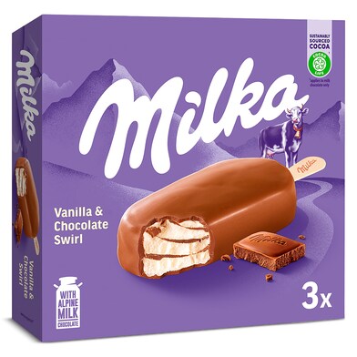 Helado bombón de vainilla y chocolate 3 unidades Milka caja 198 g-0 Helado bombón de vainilla y chocolate 3 unidades Milka caja 198 g-0
