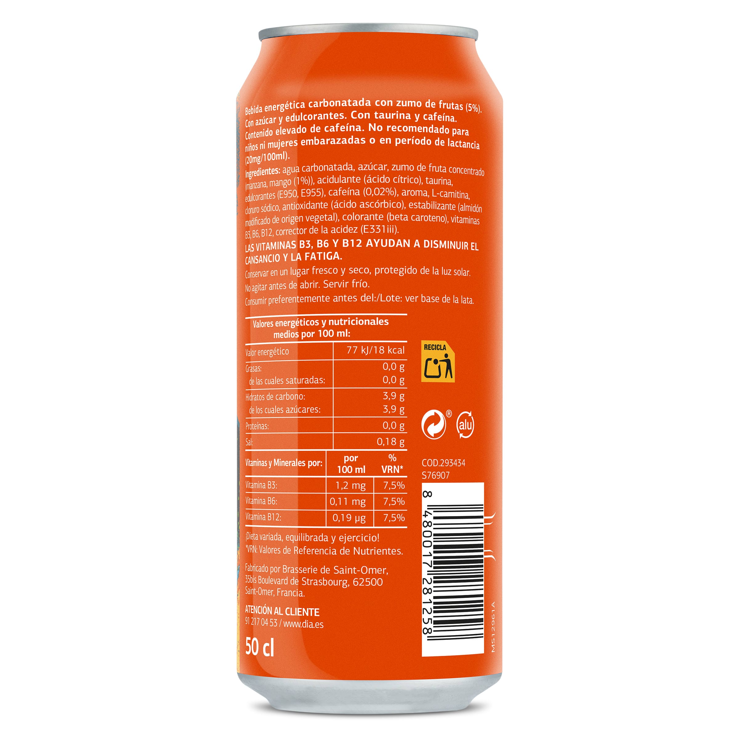 Bebida energética de mango Dia El diablo 500 ml
