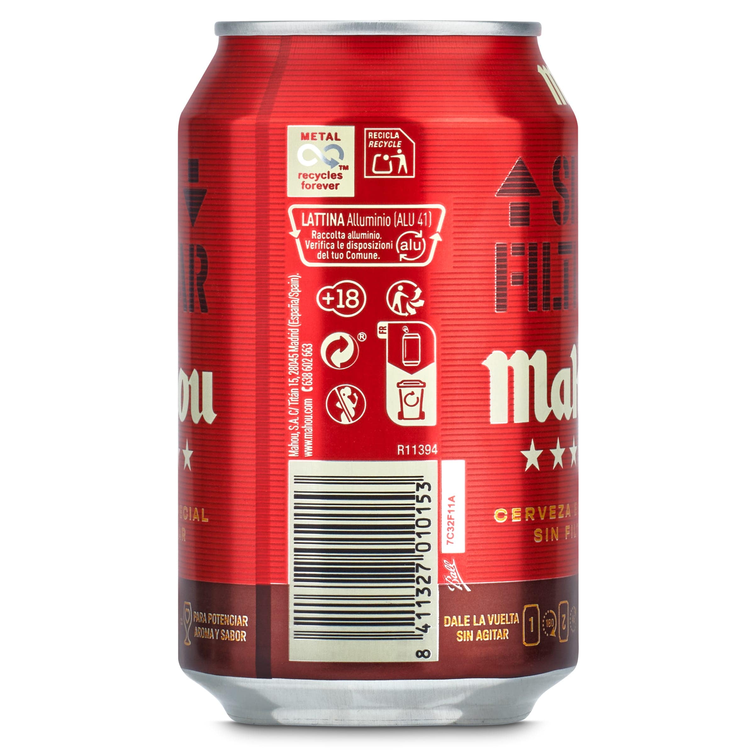 Cerveza sin filtrar Mahou 5 Estrellas 33 cl