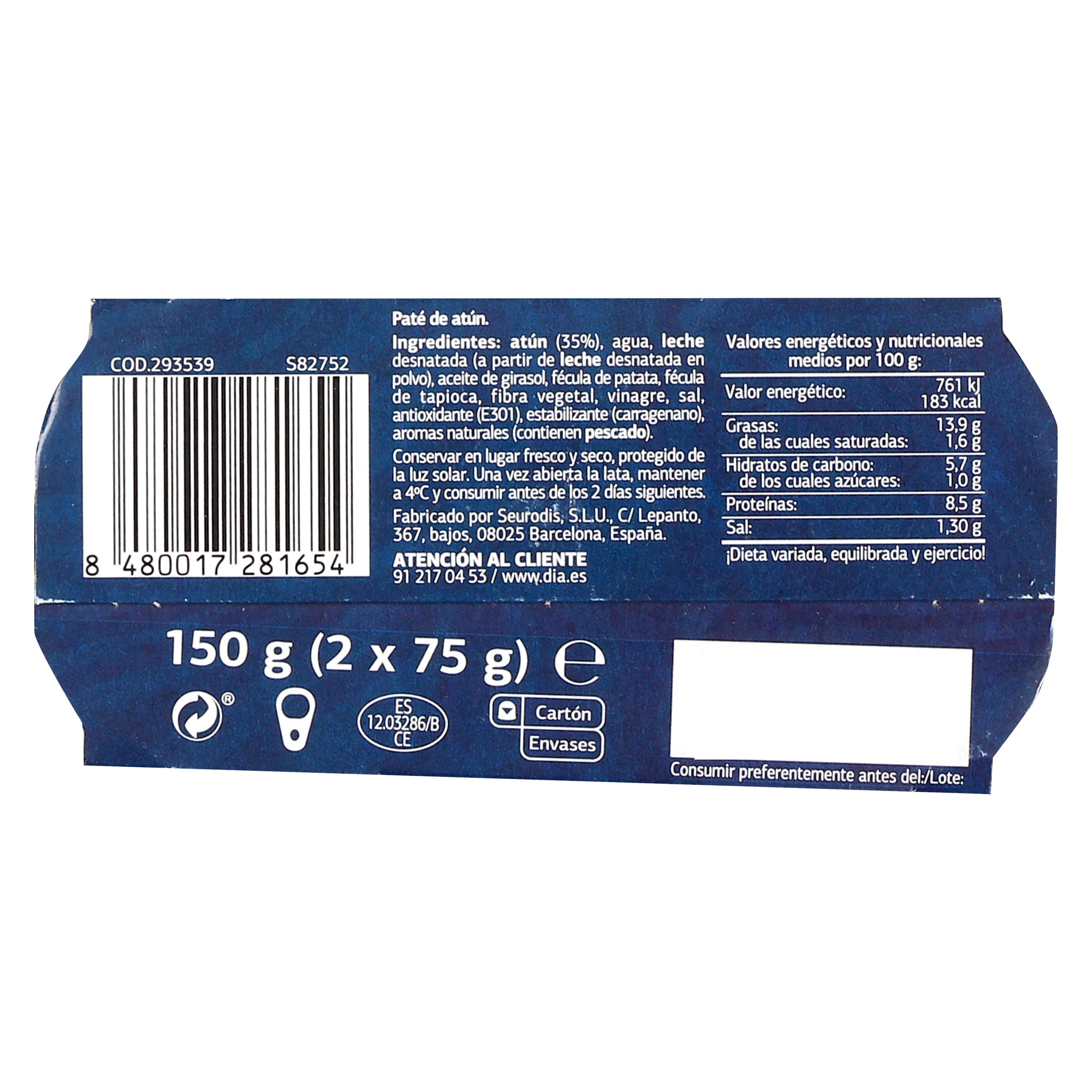 Paté de atún Dia Nuestra Alacena 2 x 75 g