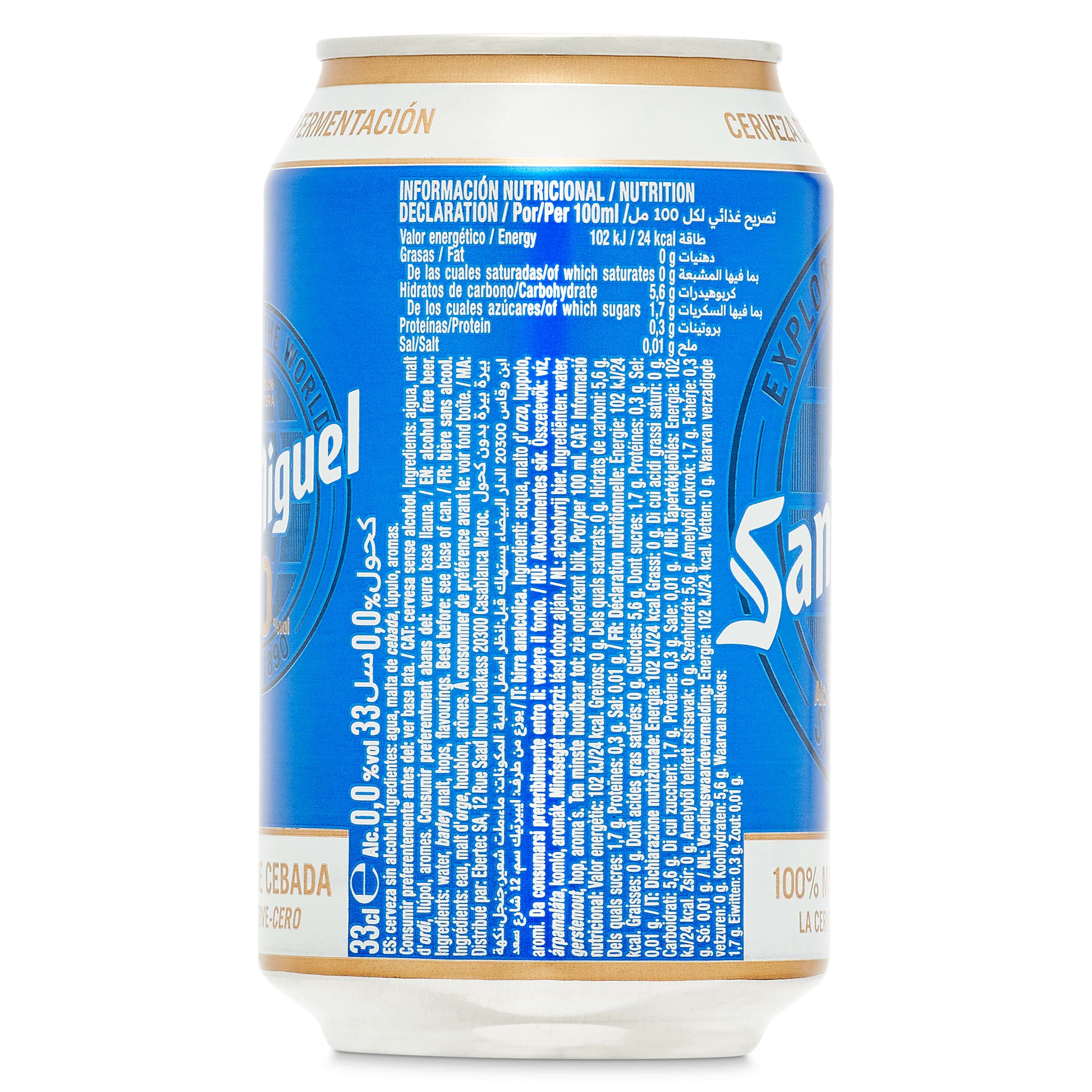 Cerveza 0,0% alcohol San Miguel 33 cl