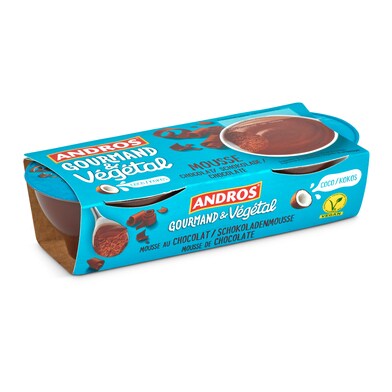 Mousse vegetal de chocolate Andros tarrina 2 x 55 g-0 Mousse vegetal de chocolate Andros tarrina 2 x 55 g-0