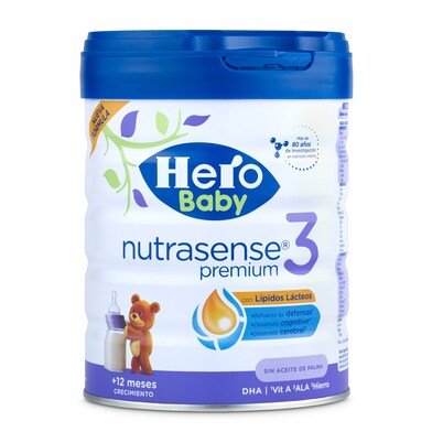 Leche infantil 3 crecimiento Hero Baby Nutrasense premium bote 800 g-0