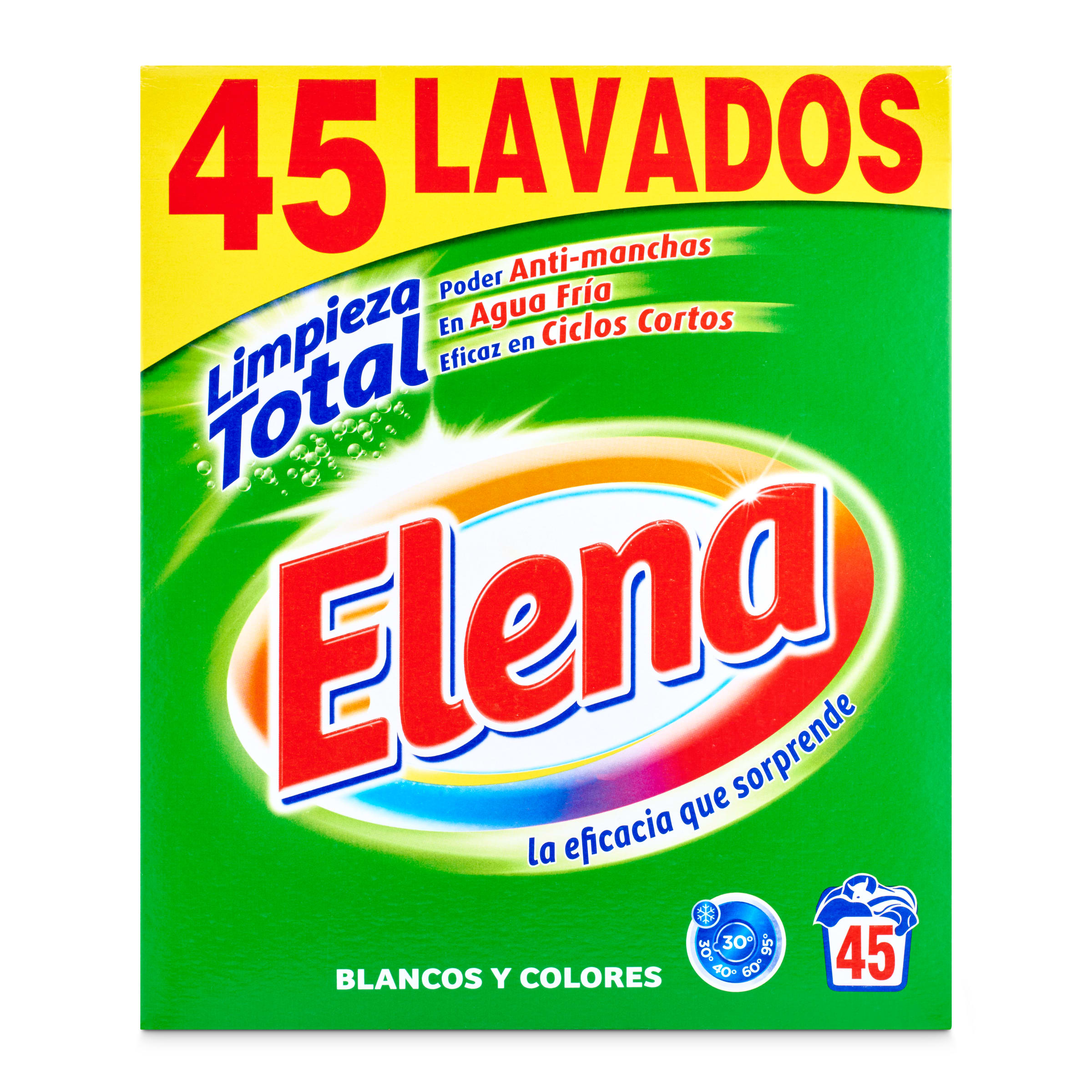 Detergente máquina polvo limpieza total Elena 45 lavados