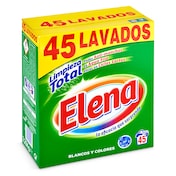 Detergente máquina en polvo limpieza total Elena caja 45 lavados