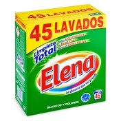 Detergente máquina en polvo limpieza total Elena caja 45 lavados