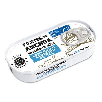 Filetes de anchoa en aceite de oliva reducido sal MSC Mari Marinera de Dia lata 29 g-0 Filetes de anchoa en aceite de oliva reducido sal MSC Mari Marinera de Dia lata 29 g-0